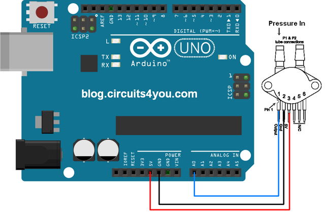 MPX5010DP Arduino connection scheme